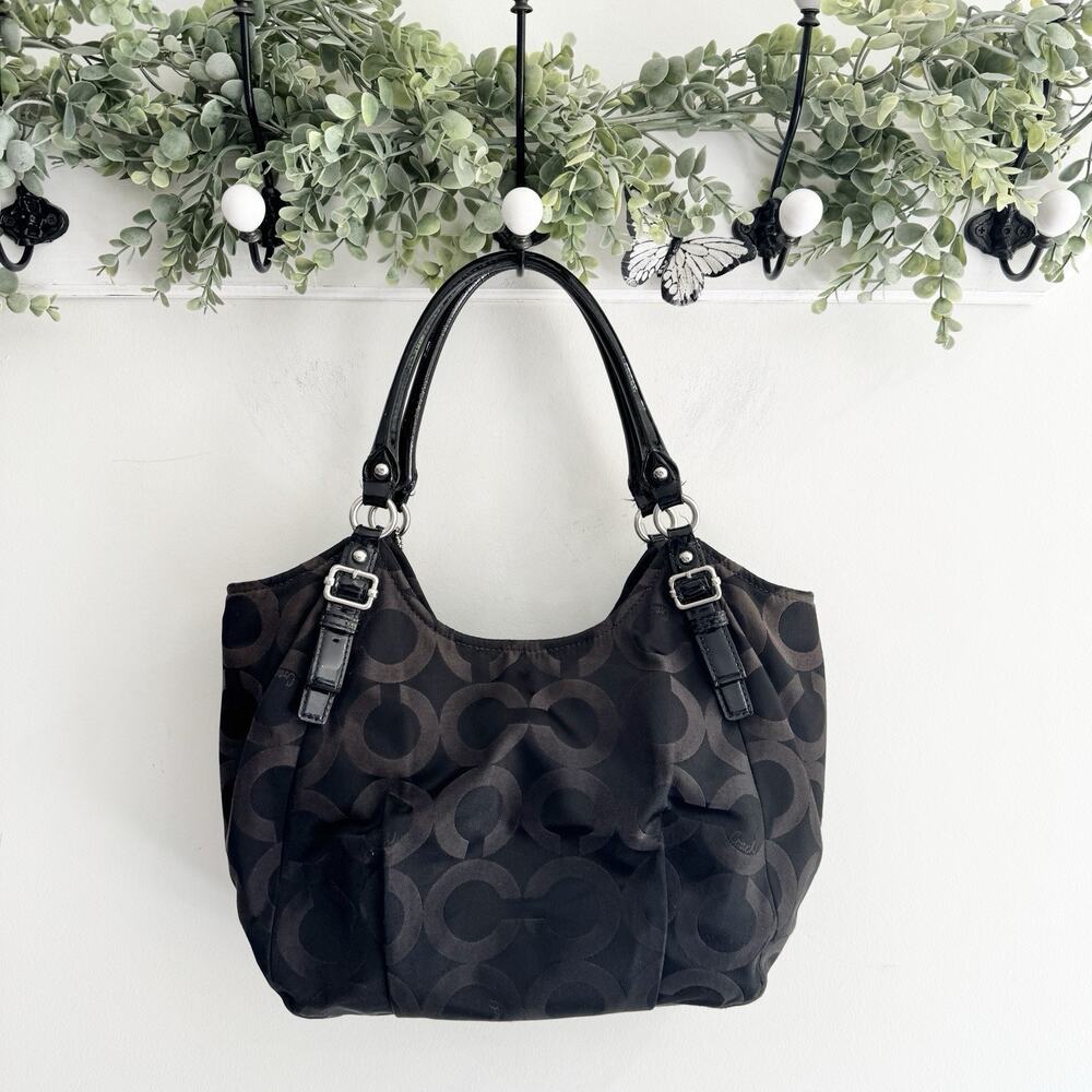vintage Coach Madison Signature Logo Hobo Shoulder Bag Black - Picture 7 of 8